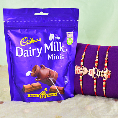 Beardo Special 3 Brother Rakhis with Cadbury Dairy Milk Minis Chocolates