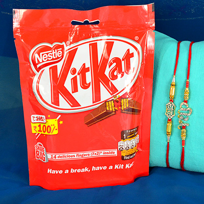 Veera Written 2 Brother Thread Rakhis with Nestle Kitkat Chocolates Pack