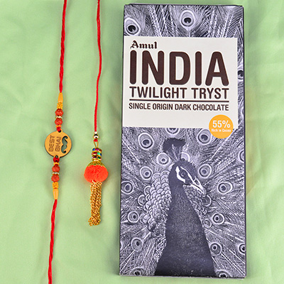 Best Bhai Rakhi with Lumba Rakhi and Amul Twilight Tryst Single Origin Dark Chocolate
