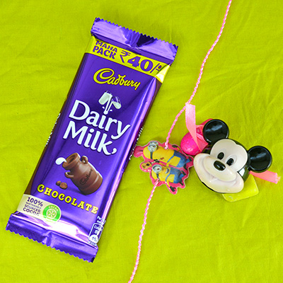 2 Cartoon Kid Rakhis with Cadbury Small Chocolate