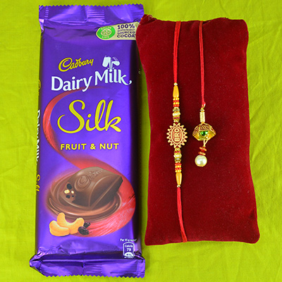 Cadbury Silk Fruit and Nut Chocolate with Rakhi for Bhaiya and Bhabhi