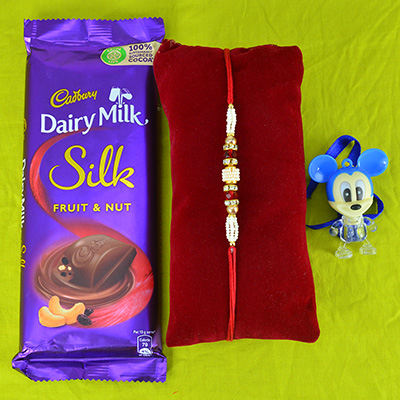 Kid and Brother Rakhi with Chocolate of Cadbury Silk Fruit and Nut