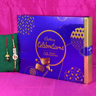Marvelous Looking Brother and Lumba Rakhis with Cadbury Celebration Silk Special Chocolate