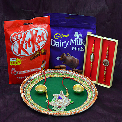Amazing Combo of Chocolates Rakhis and Rakhi Pooja Thali Hamper