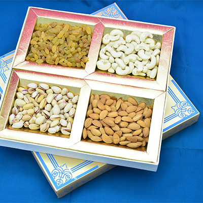 Sky Blue Color Amazing Looking Box of 4 Dry Fruits