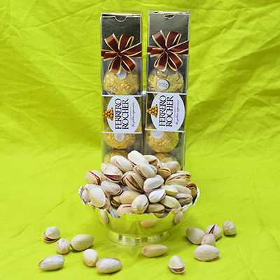 Ferrero Rocher 4 Pc 2 Packs Chocolates with Amazing Pista Dry Fruits