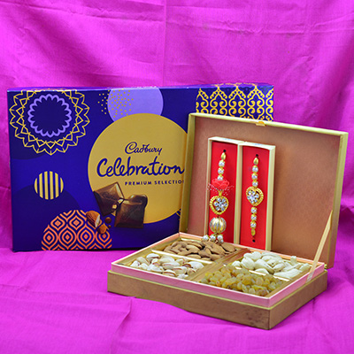 Cadbury Celebration New Edition with Amazing Design Bhaiya Bhabhi Rakhi and 4 Types of Dry Fruits