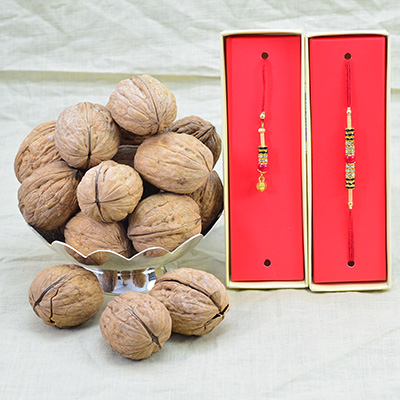Bhaiya Bhabhi Rakhi Set with Health and Fresh Walnuts