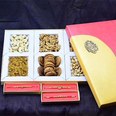 3 Stunning Looking Mauli Rakhis for Brother with 6 Types of Fresh and Quality Dry Fruits