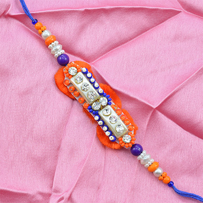 Blue and Orange Colored Unique Awesome Rakhi for Brother
