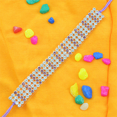 Simple Liner Only Stunning Jewel Studded Fancy Rakhi for Brother