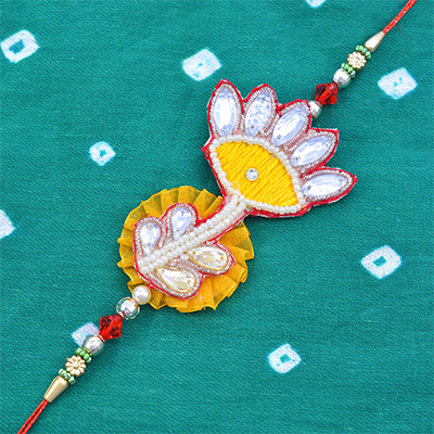 Yellow Color Flower with Glasses Awesome Looking Elegant Fancy Rakhi