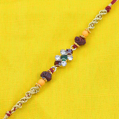 Small And Unique Design Brown and Golden Mauli Rakhi for Brother