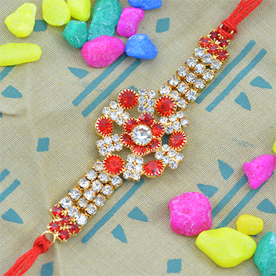 Amazing Colorful Diamonds in Flower Shape with Jewel in Silk Thread