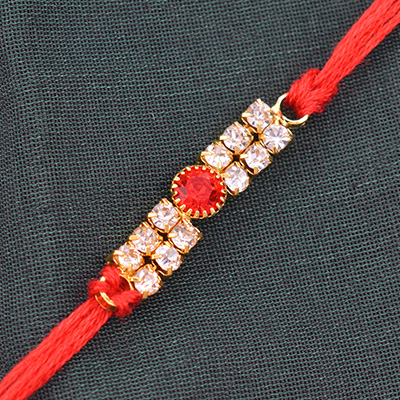 Beautiful Red Diamond Studded in Center with Graceful Silk Thread
