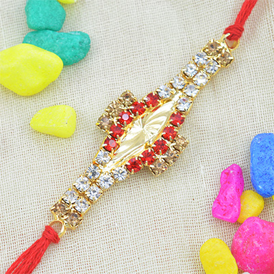Alluring Golden and Red Combination Unique Design with Ponderous Jewels in Amazing Dori