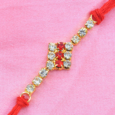 Stunning Two Color Square Rich Look Diamonds in Red Silk