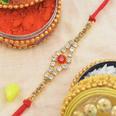 Well-Favoured Diamonds Shining with Jewels in Beautiful Red Silk Thread