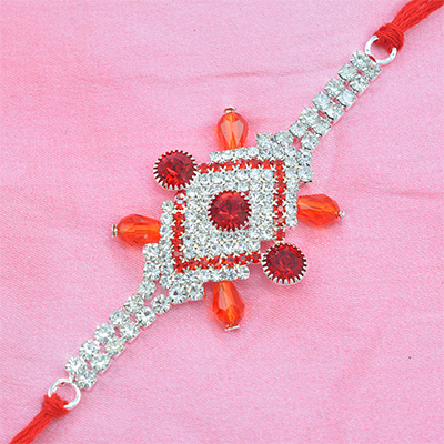 Magnificent Creative Design With Amazing Red and White Jewels in Beautiful Red Silk Thread