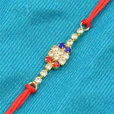 Prodigious Multicolor Diamonds Square with Shining Silk Thread