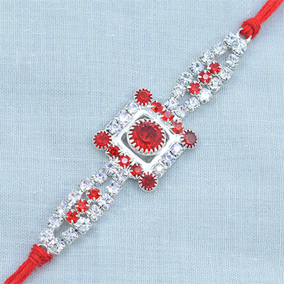 Awesome Red Diamond Decorated with Two Color Square Diamonds and Jewels