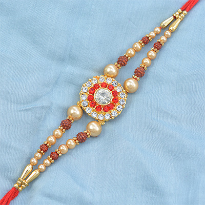 Dazzing Eye Catching Flower Studded with Graceful Diamonds with Unique Rudraksha