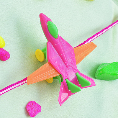 Pink and Green Color Toy Airplane Kids Rakhi