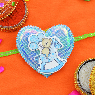 Teddy Bear with Baloons on a Horse Rakhi with Kids
