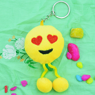 Soft Pilow Type Heart Shape Eypes Key Chain Rakhi for Kids