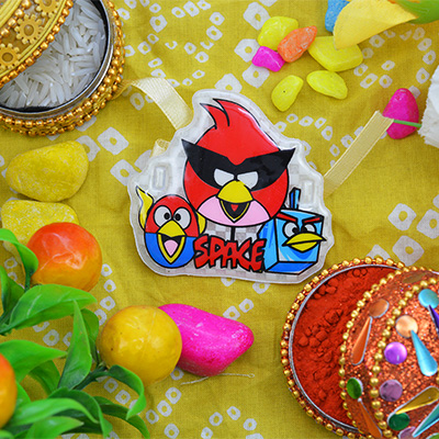 Space Angry Birds with Other Characters Special Rakhi for Kids