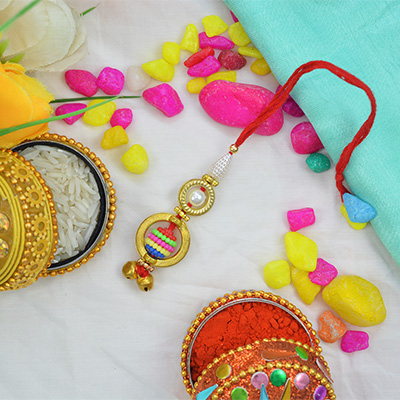 Stylish Looking Colorful Hanging Beaded Lumba Rakhi For Bhabhi