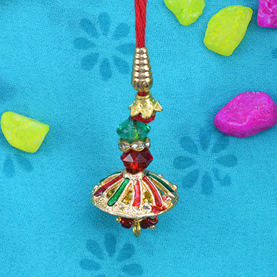 Small and SImple Golden Design Red Single Thread Lumba Amazing Rakhi