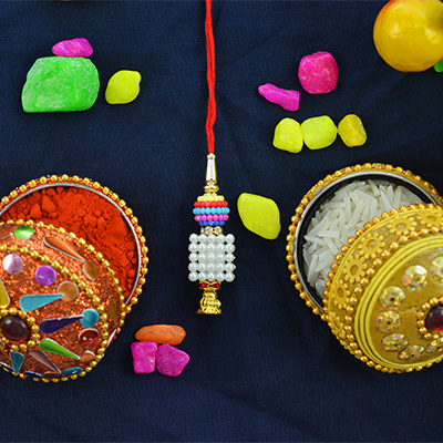 Colorful Beads Square Design Special New Elegant Lumba Rakhi