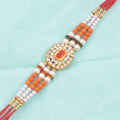 Awesome Red Diamond Studded Center with Colorful Jewel and Beads 