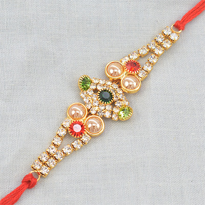 Prodigious Oval Shape Diamonds with Rich Look Jewels in Red Silk Thread