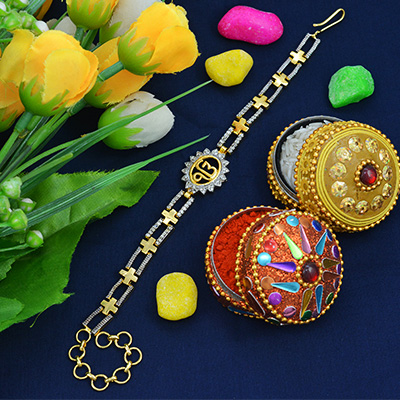Awesome Flower Rakhi Bracelet with Fascinatingand Shining Diamonds