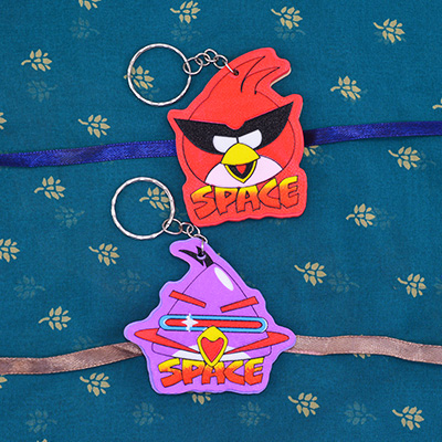 Space Game Lover Angry Bird Red and Purple Color 2 Kids Rakhi