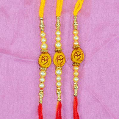Divine Om Special Simple and Attractive Looking 3 Brother Rakhis Set
