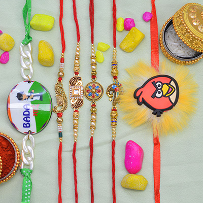 Splendid Collection of 6 Rich Look Brother Rakhi for Adult and Kid Brothers