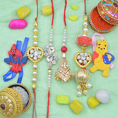Ultimate Art Collection of 6 Beautiful Rakhis for Complete Family