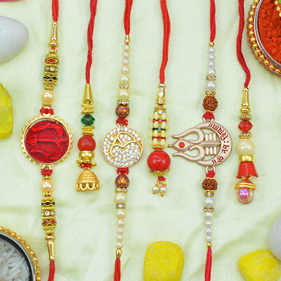 Awesome Set of 6 Exclusively Crafted Designer Rakhis for Brother and Sister in Law