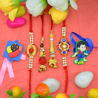 Pebble Miniature Family Rakhi Set of Six Beautiful Rakhis