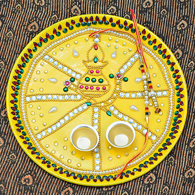 Sacred Kalash Design Rakhi Pooja Thali with New Design