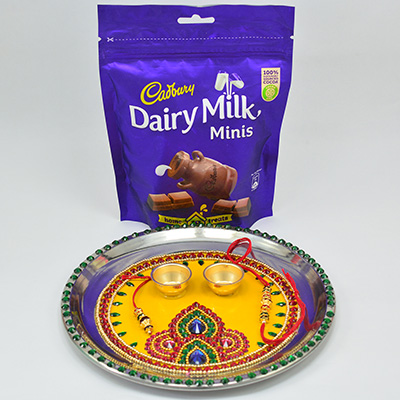 Dairy Milk Minis Chocolates with New Amazing Designer Rakhi Pooja Thali
