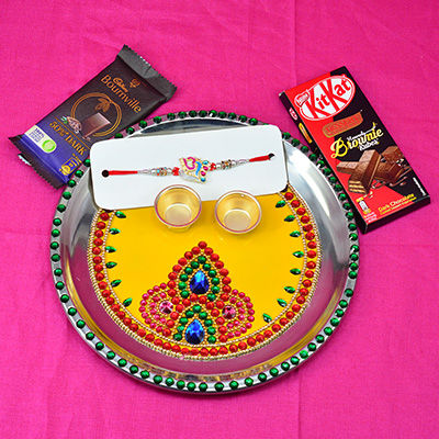 Bourneville and Kitkat Chocolate with Thali for Puja and Rakhis