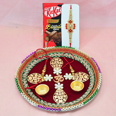  Kitkat Chocolate Brownie with Jewel Rakhis and Pooja Thali for Raksha Bandhan