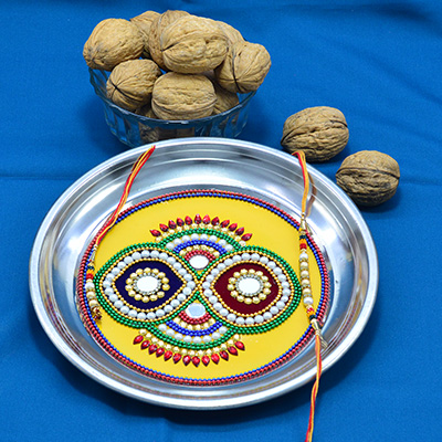 Wonderful Rakhi Pooja Thali with Walnut Dry Fruits
