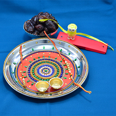 Awesome Eye Catching Crafted Pooja Thali with Almonds