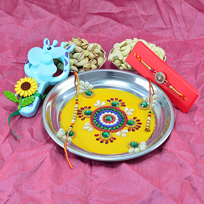 Gorgeous Crafted Pooja Thali with Kaju and Pista Dry fruits