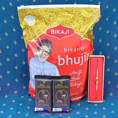 Amazing Pearl Rakhi with Delicious Cadbury Bournville and Bikaji Bikaneri Bhujia 